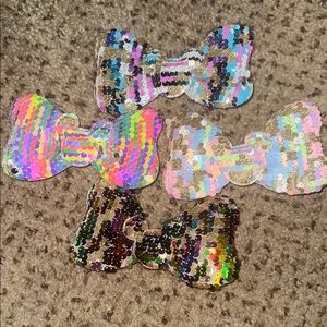 Sequin Bow Hair Clips lot - New